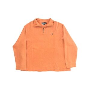 Polo Ralph Lauren Sweater Mens XL Orange Quarter Zip Pullover Vintage Sweatshirt